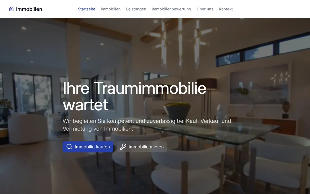 Startseite der Demo-Webseite